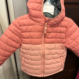 Girls' reversible Pink Ombre/camo Hooded Puffer Jacket